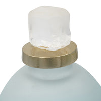 Ethan Decorative Bottle with Lid, Gold Metal Detail, Blue-White Glass 15in - BM350344