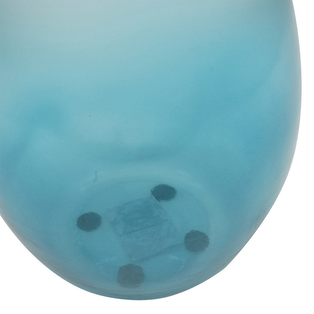 Ethan Decorative Bottle with Lid, Gold Metal Detail, Blue-White Glass 15in - BM350344