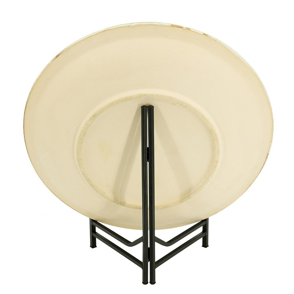 Duke Decorative Charger Plate with Stand, Blue Beige Ceramic 18 inch - BM350348