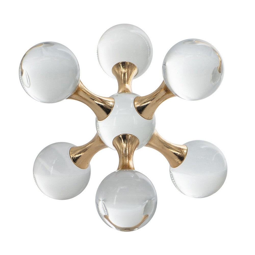 Tammy Science Atom Accent with 6 Glass Spheres, Gold Iron Stems, 7 Inch - BM350349