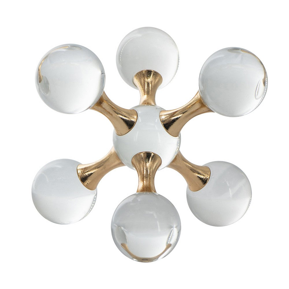 Tammy Science Atom Accent with 6 Glass Spheres, Gold Iron Stems, 7 Inch - BM350349