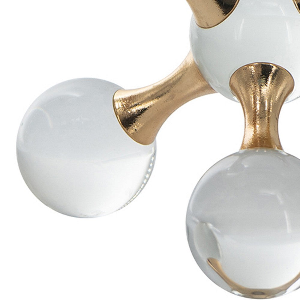 Tammy Science Atom Accent with 6 Glass Spheres, Gold Iron Stems, 7 Inch - BM350349