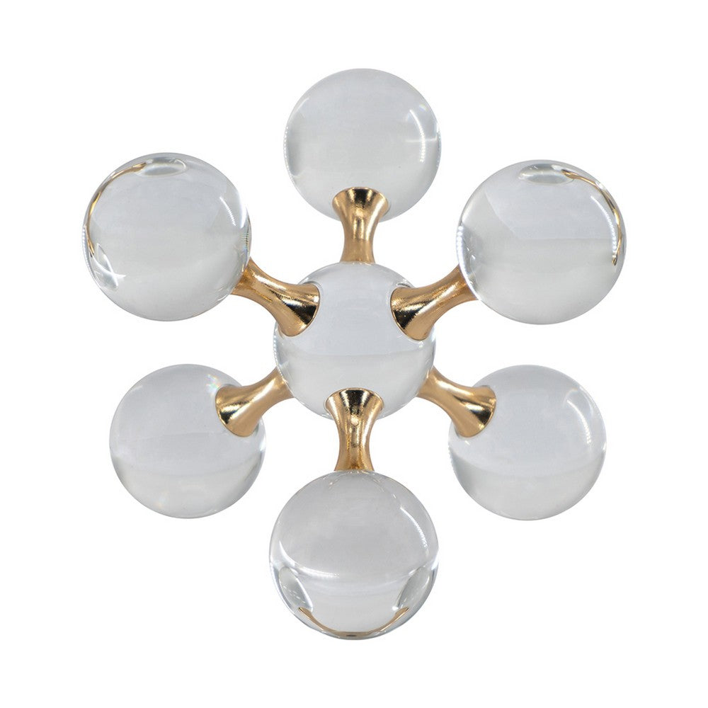 Tammy Atomic Ball Accent with 6 Glass Spheres, Gold Iron Stems, 8 Inch - BM350350