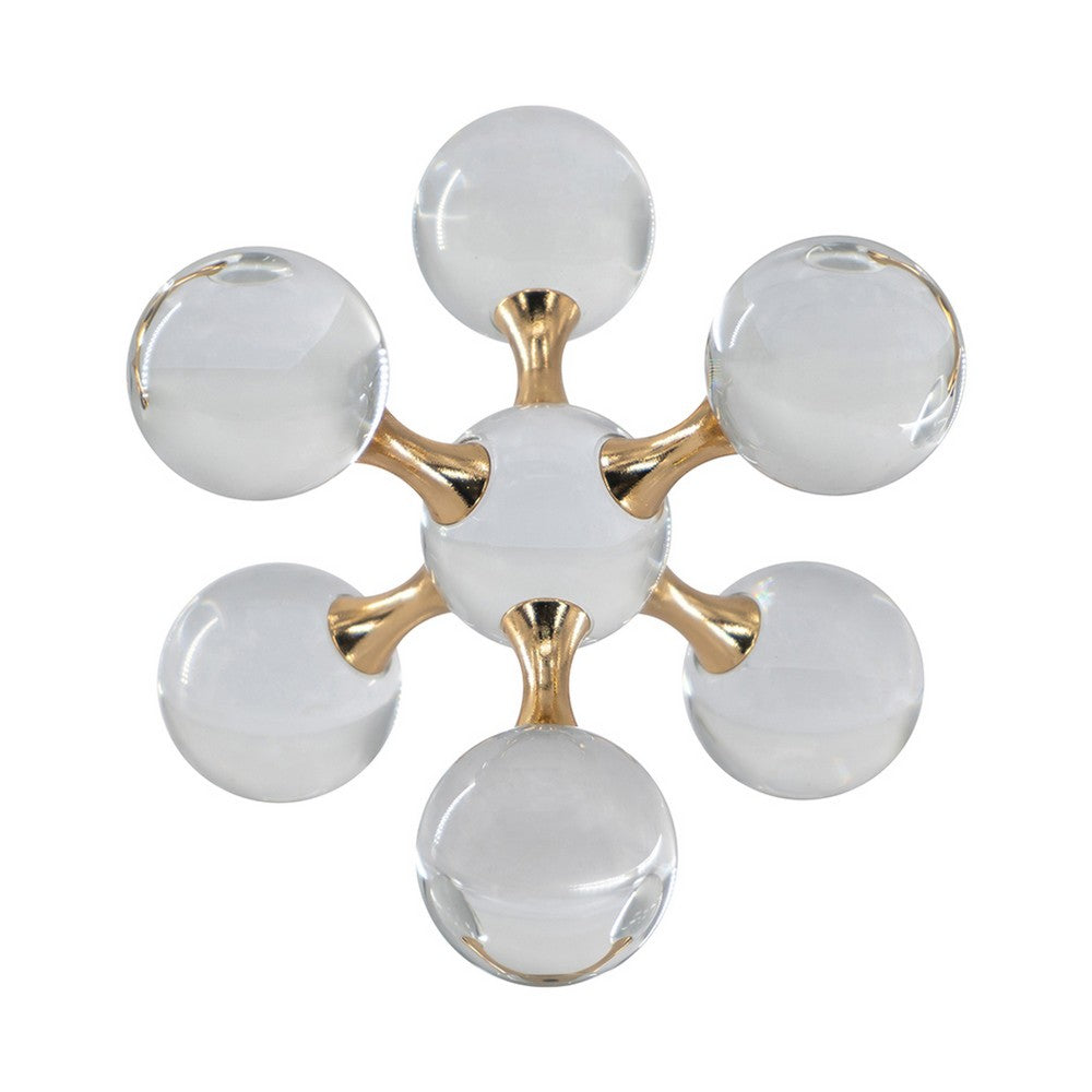 Tammy Atomic Ball Accent with 6 Glass Spheres, Gold Iron Stems, 8 Inch - BM350350