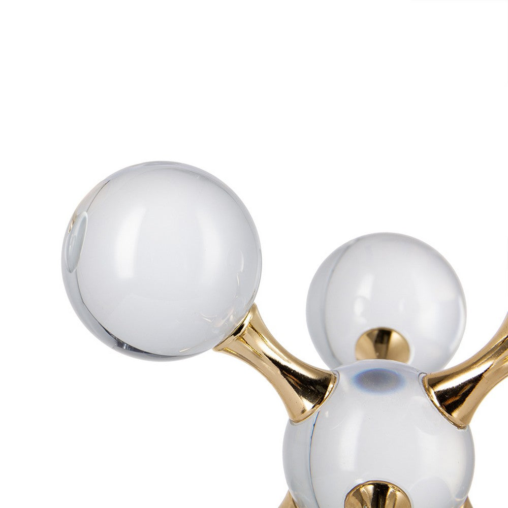 Tammy Atomic Ball Accent with 6 Glass Spheres, Gold Iron Stems, 8 Inch - BM350350