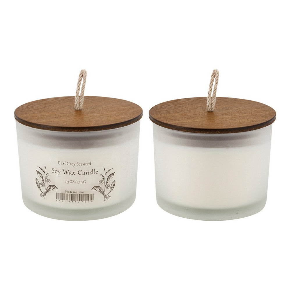Chris Earl Gray Scented Soy Wax Candles, Set of 2, Glass, Ivory 4 Inch - BM350351