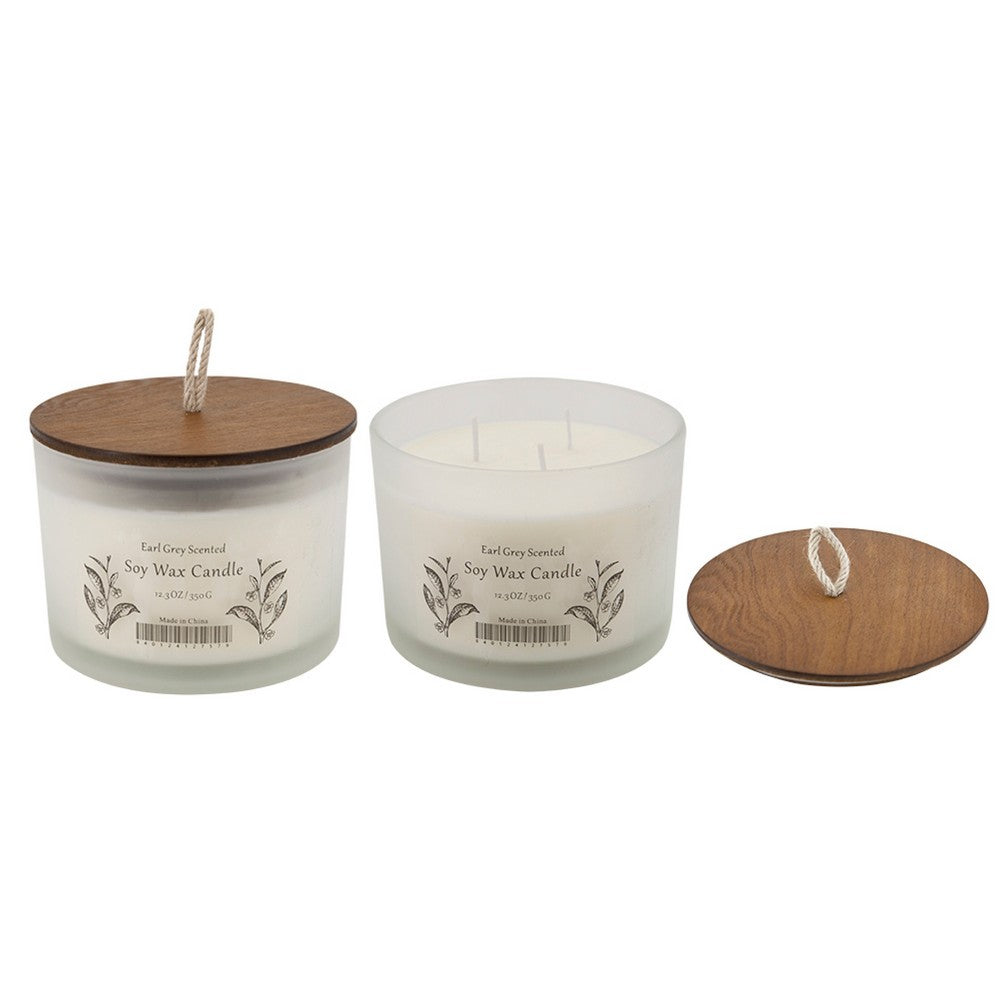 Chris Earl Gray Scented Soy Wax Candles, Set of 2, Glass, Ivory 4 Inch - BM350351