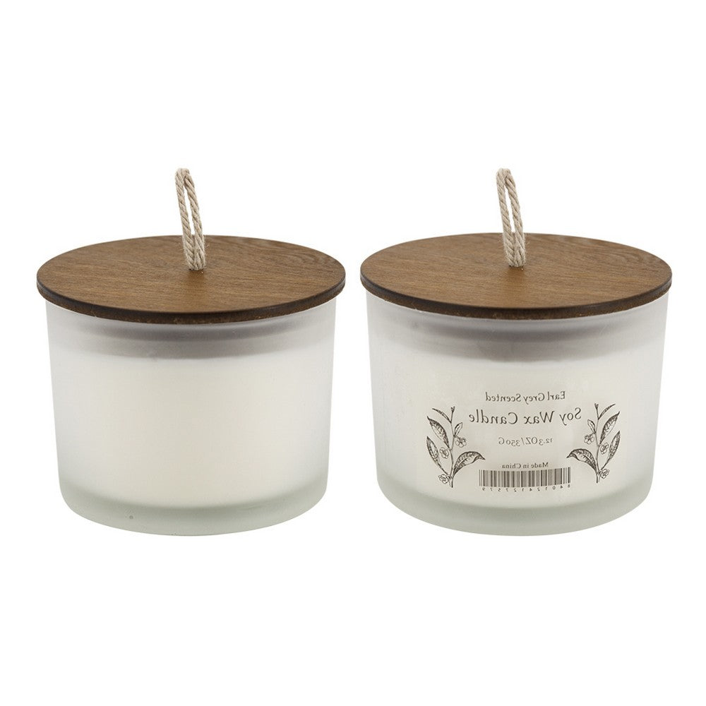 Chris Earl Gray Scented Soy Wax Candles, Set of 2, Glass, Ivory 4 Inch - BM350351