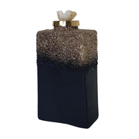 Sean Bottle with Zeolite Stone Lid, Black-Gray Glass, Gold Aluminum 12 Inch - BM350352