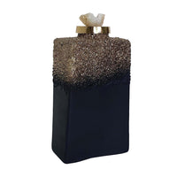 Sean Bottle with Zeolite Stone Lid, Black-Gray Glass, Gold Aluminum 12 Inch - BM350352