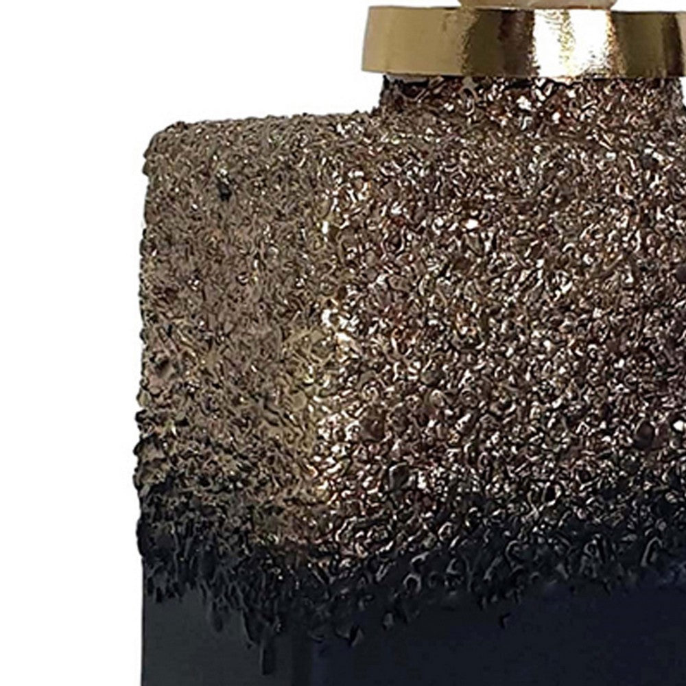 Sean Bottle with Zeolite Stone Lid, Black-Gray Glass, Gold Aluminum 12 Inch - BM350352