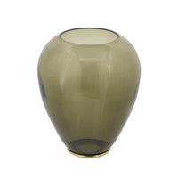 Abby Decorative Jar with Gold Aluminum-Brass Leaf Lid, Green Glass 14 Inch - BM350354