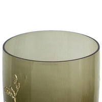 Keath Large Vase with Gold Capri Leaf Design, Brass, Green Glass 15 Inch - BM350355