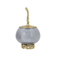 Marcy Decor Jar, Perforated Design Gold Aluminum Lid, Black Glass, 10 Inch - BM350361
