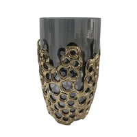 Brian Decorative Vase with Naturalist Gold Aluminum, Black Glass 11 Inch - BM350362