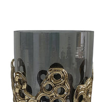 Brian Decorative Vase with Naturalist Gold Aluminum, Black Glass 11 Inch - BM350362
