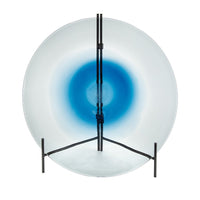 Chloe Handmade Charger Plate, Blue Glass Gradient, Black Stand 18 Inch - BM350363