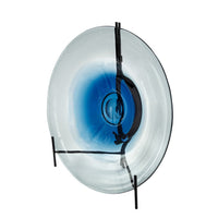 Chloe Handmade Charger Plate, Blue Glass Gradient, Black Stand 18 Inch - BM350363