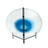Chloe Handmade Charger Plate, Blue Glass Gradient, Black Stand 18 Inch - BM350363