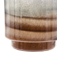 Ibiza Handcrafted Decor Vase, Wood Base, Layered Brown-Gray Glass 9 Inch - BM350364