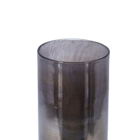 Jane Large Decorative Vase, Steel Base, Layered Blue-Black Glass 13 Inch - BM350367
