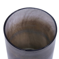 Jane Small Decorative Vase, Steel Base, Layered Blue-Black Glass 11 Inch - BM350368