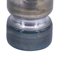 Jane Small Decorative Vase, Steel Base, Layered Blue-Black Glass 11 Inch - BM350368