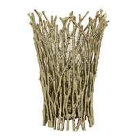 Mandy Mabrey Candle Holder, Branch Details, Gold Metal, Black Glass 13 Inch - BM350371