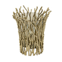 Mandy Mabrey Candle Holder, Branch Details, Gold Metal, Black Glass 13 Inch - BM350371