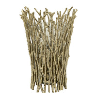 Mandy Mabrey Candle Holder, Branch Details, Gold Metal, Black Glass 13 Inch - BM350371