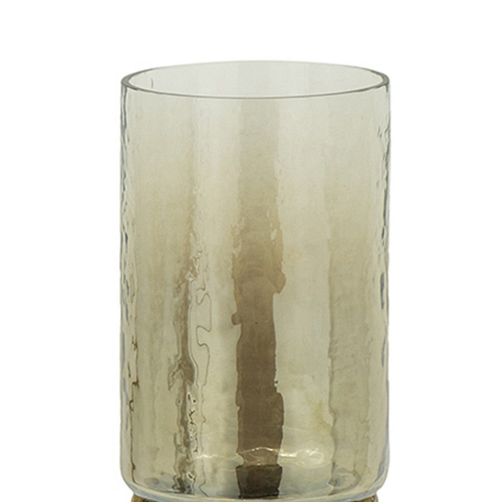 Ashly Candle Holder, Swirled Branch Accent, Gold Metal, Brown Glass 15 Inch - BM350374