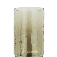 Ashly Candle Holder, Swirled Branch Accent, Gold Metal, Brown Glass 15 Inch - BM350374
