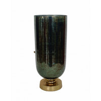 Jenise Small Vase with Gold Aluminum Leaf Accent, Silver-Black Glass 14 Inch - BM350376