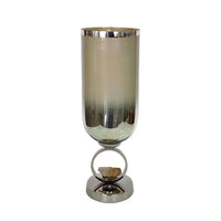 Cleo Small Vase, Metal Accent, Farmhouse Vintage Silver-Cream Glass 17 Inch - BM350377