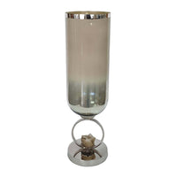 Cleo Large Vase, Metal Accent, Rustic Vintage Silver-Cream Glass 22 Inch - BM350378