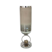 Cleo Large Vase, Metal Accent, Rustic Vintage Silver-Cream Glass 22 Inch - BM350378