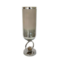 Cleo Large Vase, Metal Accent, Rustic Vintage Silver-Cream Glass 22 Inch - BM350378