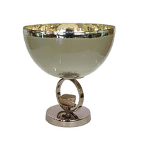 Chery Decorative Bowl, Open Ring Design, Silver Finish, Cream Glass 10 Inch - BM350379