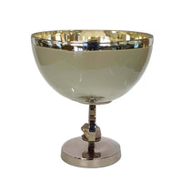 Chery Decorative Bowl, Open Ring Design, Silver Finish, Cream Glass 10 Inch - BM350379