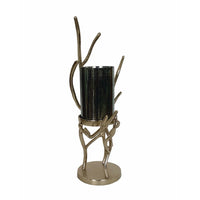 Minie Candle Holder, Twisted Branch Base, Gold Finish, Black Glass 18 Inch - BM350380