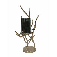 Minie Candle Holder, Twisted Branch Base, Gold Finish, Black Glass 18 Inch - BM350380