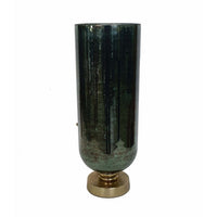Jenise Large Vase with Gold Aluminum Leaf Accent, Silver-Black Glass 17in - BM350381