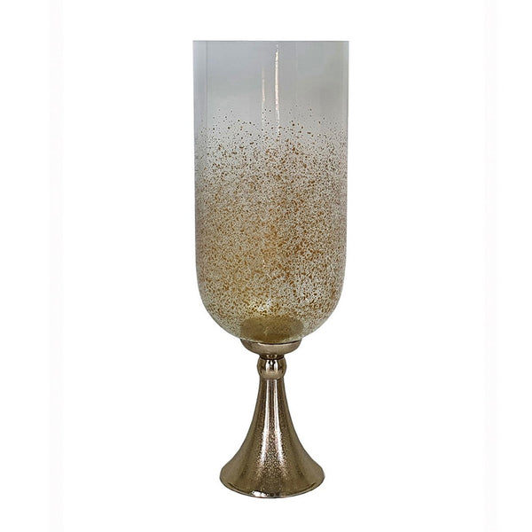Ketty Decorative Vase, Vintage Form Gold Speckled Details, White Glass 18in - BM350382