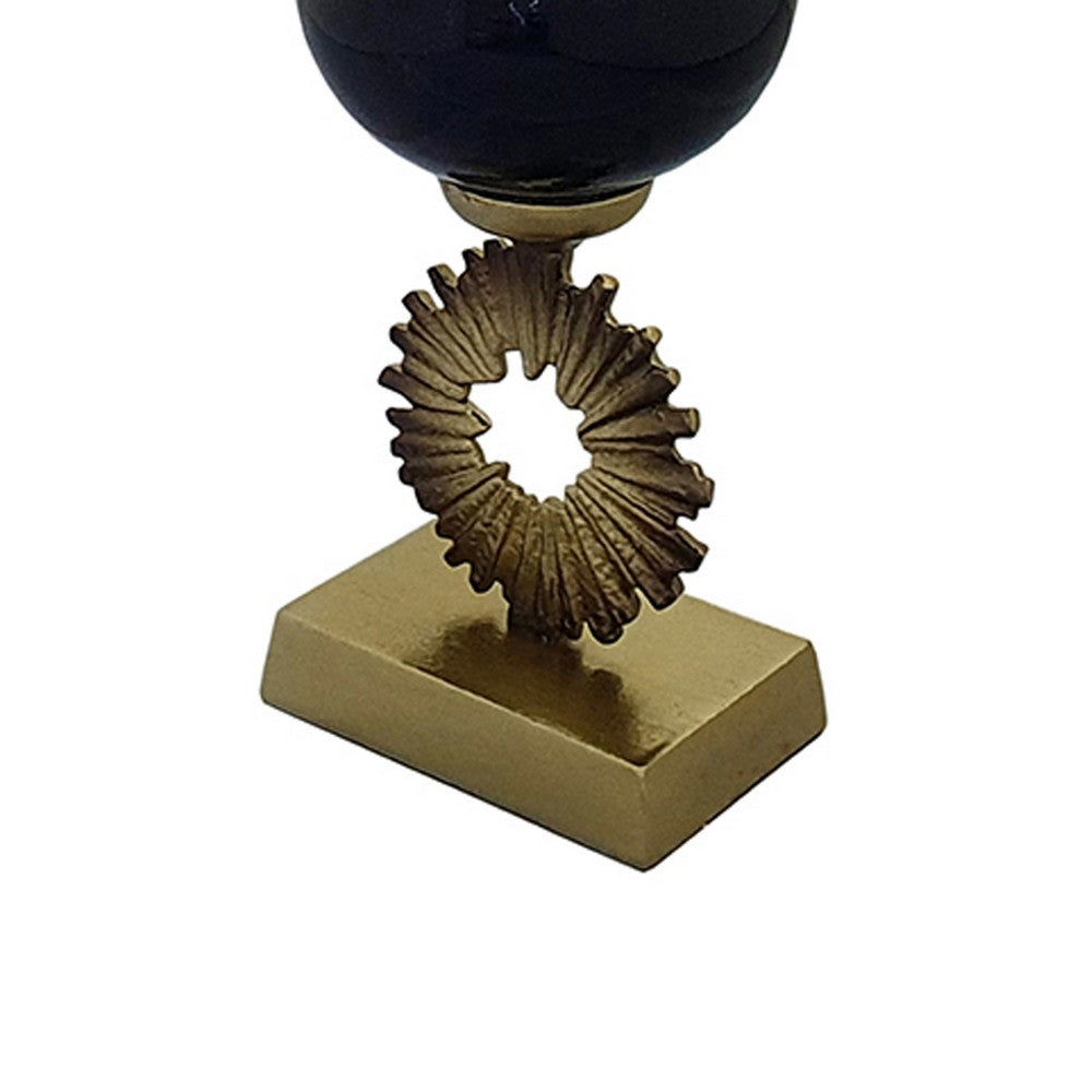 Ginny Vase, Sculpted Classical Gold Ring Accent, Gold-Gray Glass, 22 Inch - BM350384