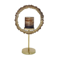 Jenyl Candle Holder, Elegant Round Frame, Gray-Copper Glass, 21 Inch - BM350386