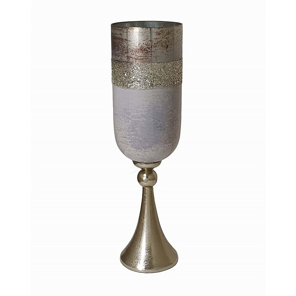 Fizi Decorative Vase, Traditional Flared Base, Gray Cylindrical Glass 22in - BM350387