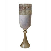 Fizi Decorative Vase, Traditional Flared Base, Gray Cylindrical Glass 22in - BM350387