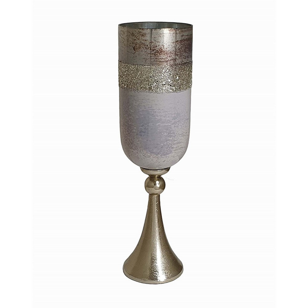 Fizi Decorative Vase, Traditional Flared Base, Gray Cylindrical Glass 22in - BM350387