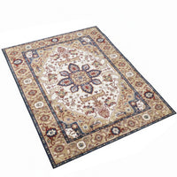 Hano 6x9 Large Area Rug, Vintage Blue Gold Bohemian Persian Style, Washable - BM350769