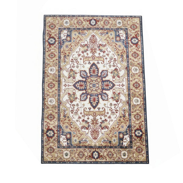 Hano 6x9 Large Area Rug, Vintage Blue Gold Bohemian Persian Style, Washable - BM350769